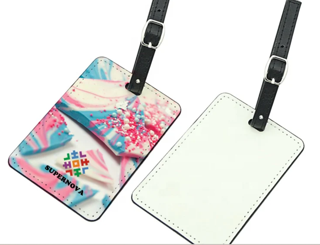 Leather luggage tags with strap
