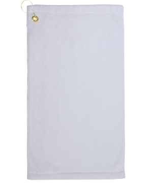 White microfiber velour towel w/grommet & hook